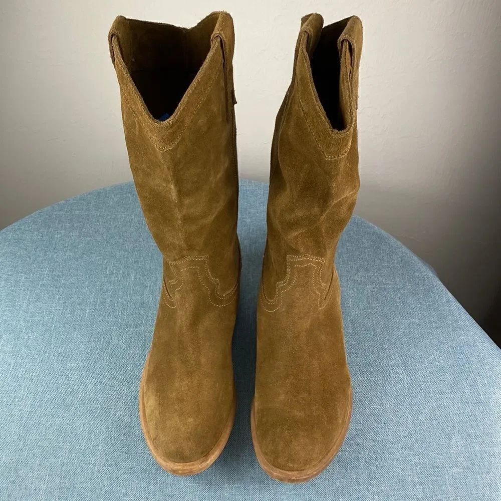 Bronx Dirty Suede Color Pull On Linux Western Boots Size 5.5/6